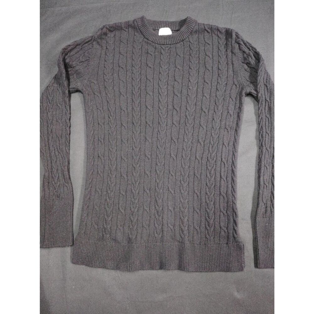 A New Day Cable Knit Black Cozy Crew Neck Sweater